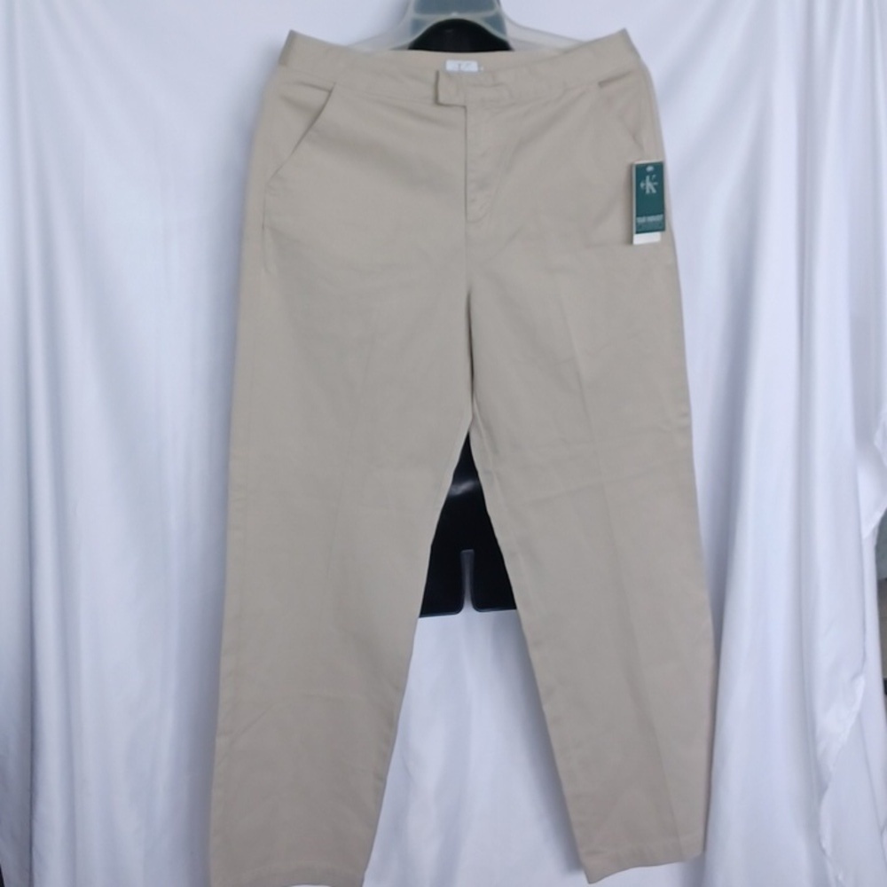 NWT Calvin Klein Trouser Tab Waist Chino Pants Beige Casual Women's Sz 10x32